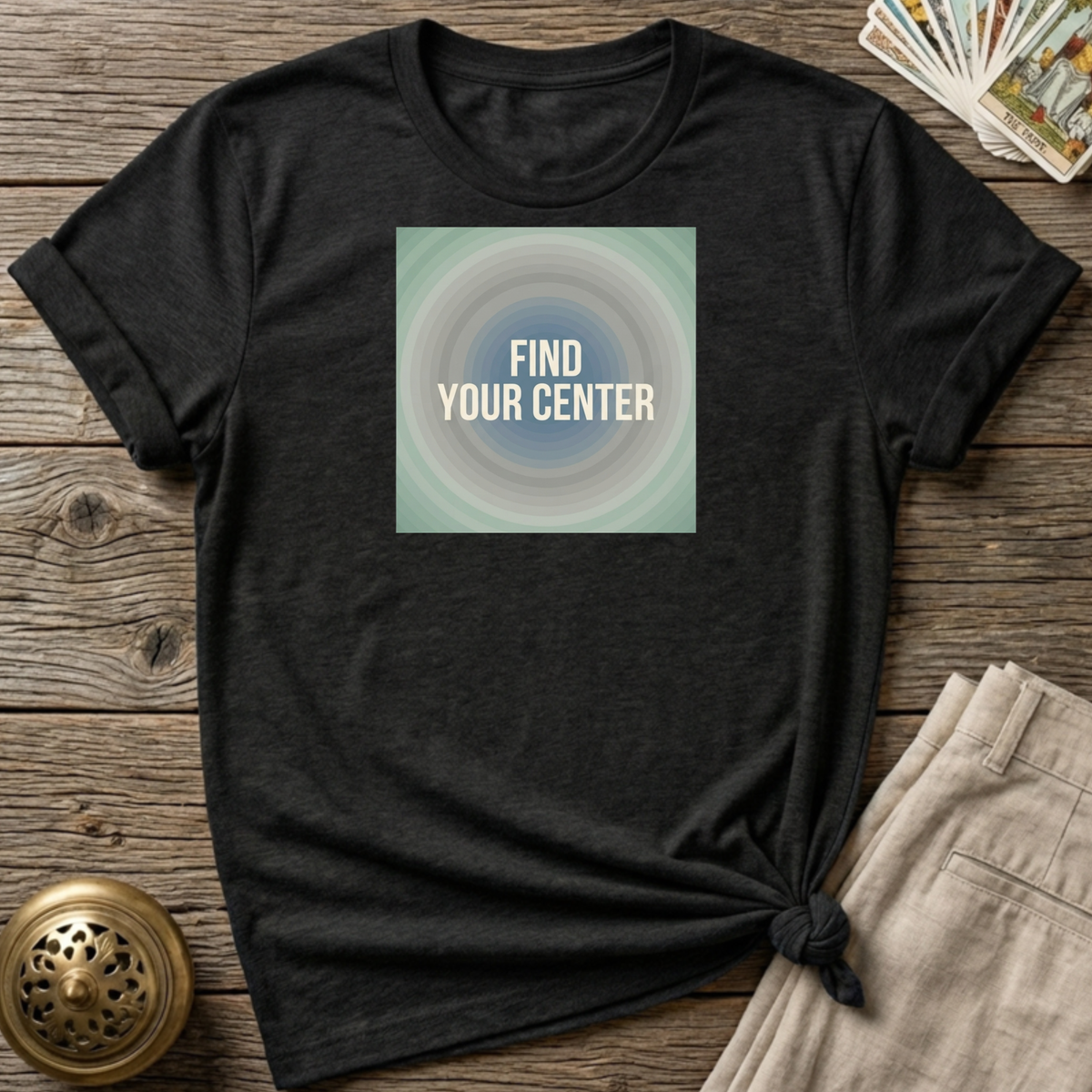 Find Your Center Muted Rings T-shirt - Black