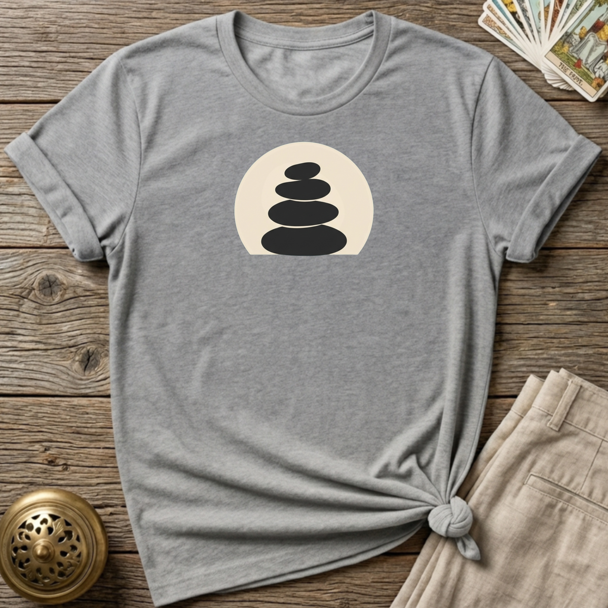 Be Present, Stacked Stones T-shirt - Sport Grey
