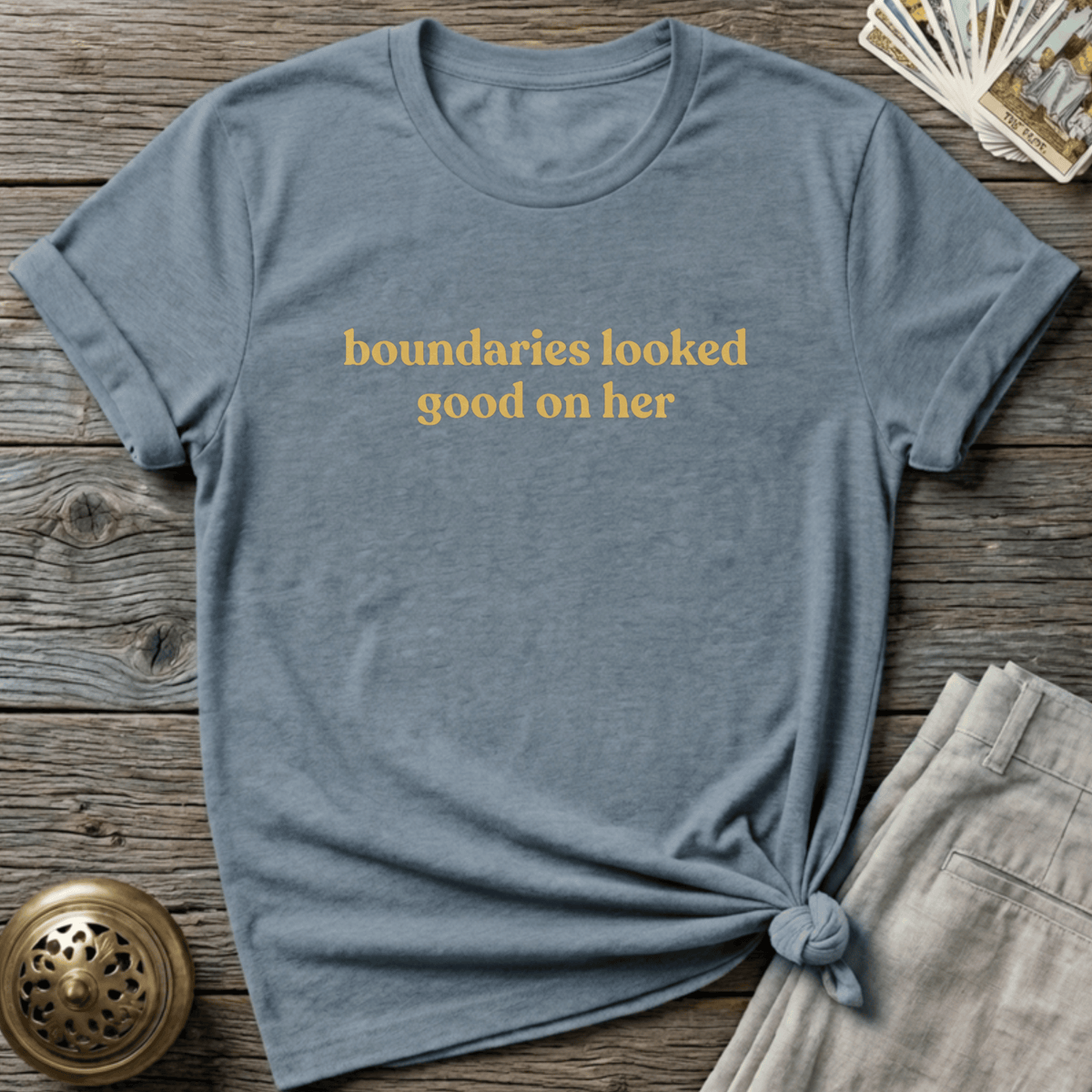 Boundaries Looked Good On Her T-shirt - Stone Blue