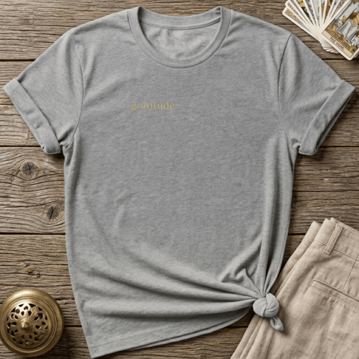 Gratitude, Quietly T-shirt - Sport Grey