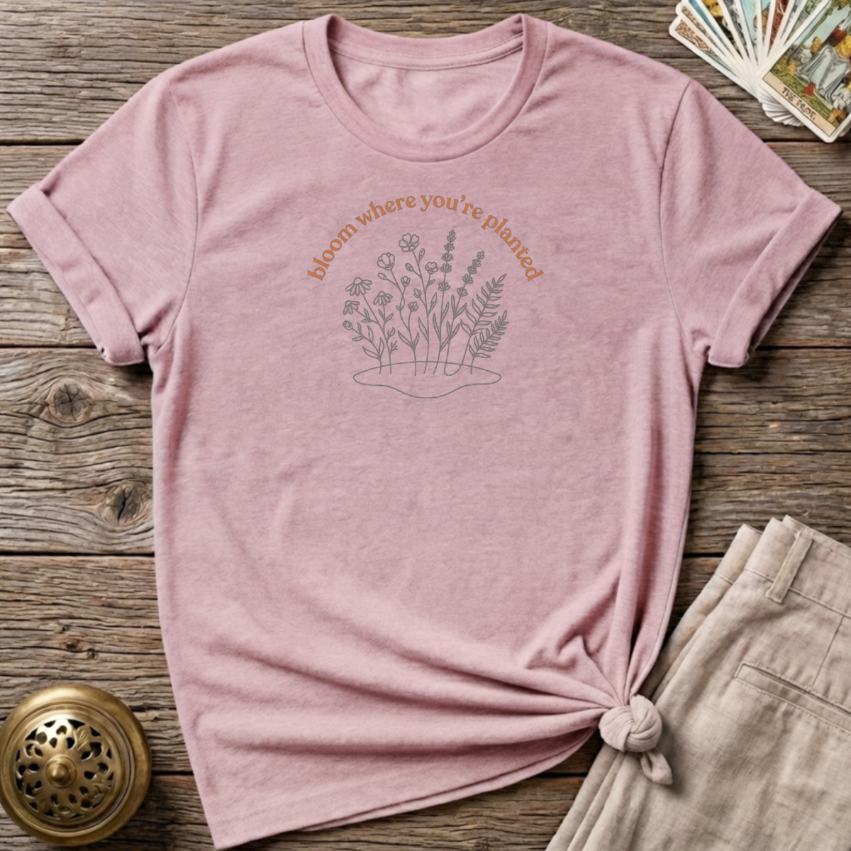 Bloom Where You're Planted T-shirt - Light Pink