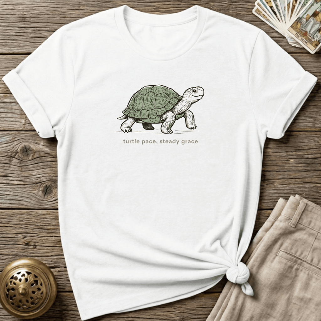 Turtle Pace, Steady Grace T-shirt - White