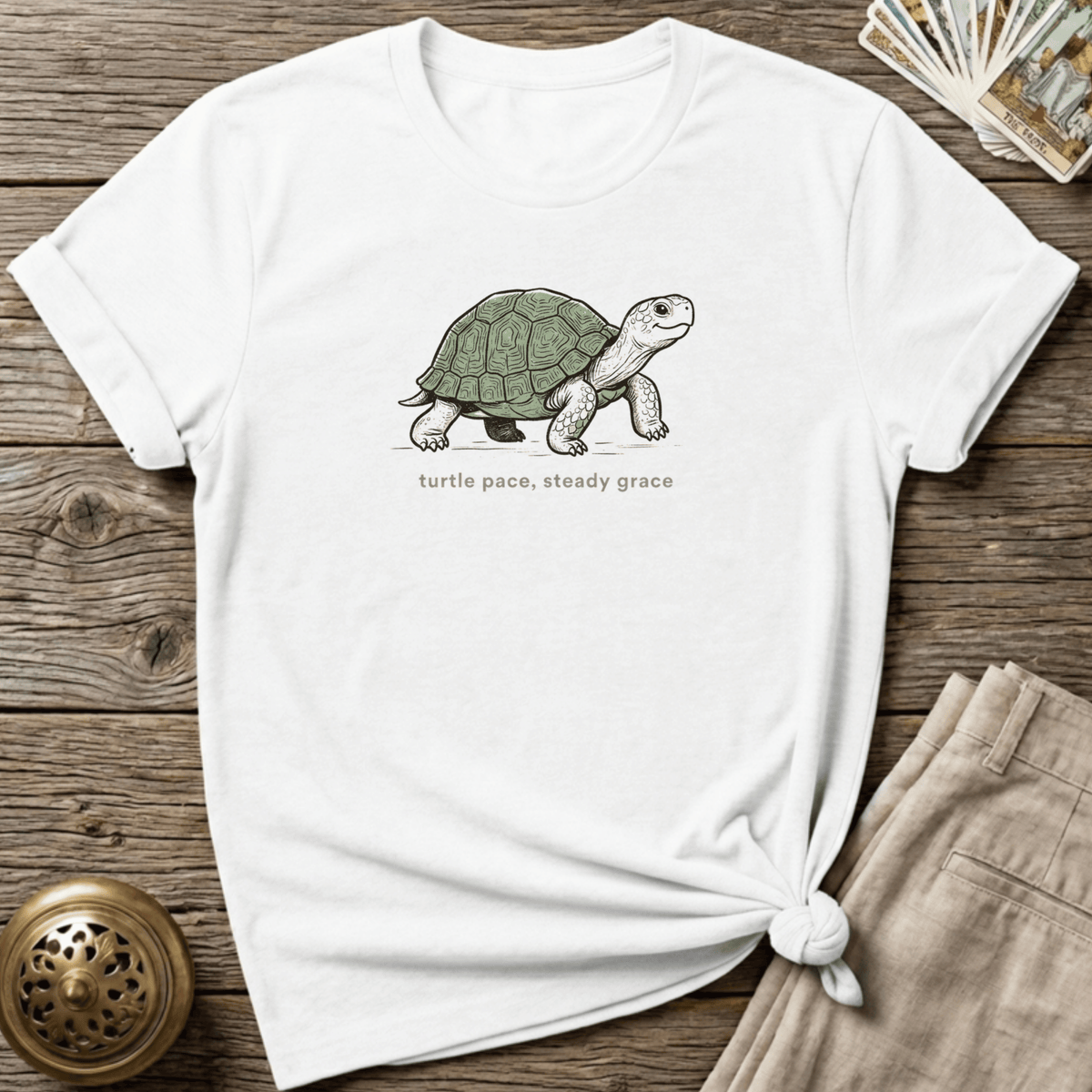 Turtle Pace, Steady Grace T-shirt - White