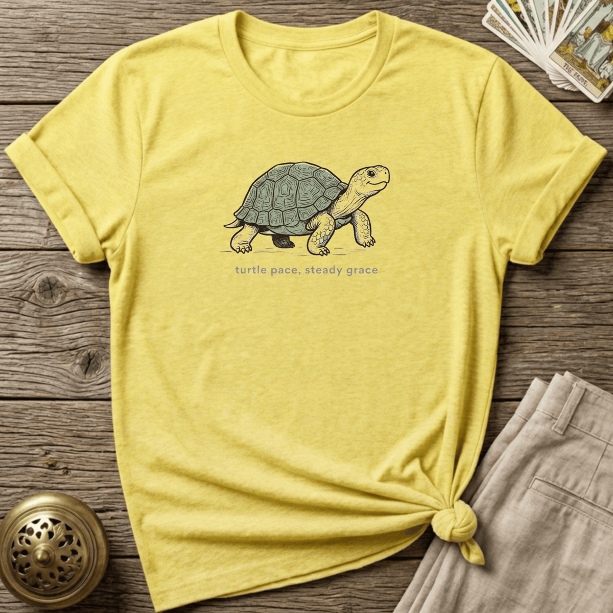 Turtle Pace, Steady Grace T-shirt - Cornsilk