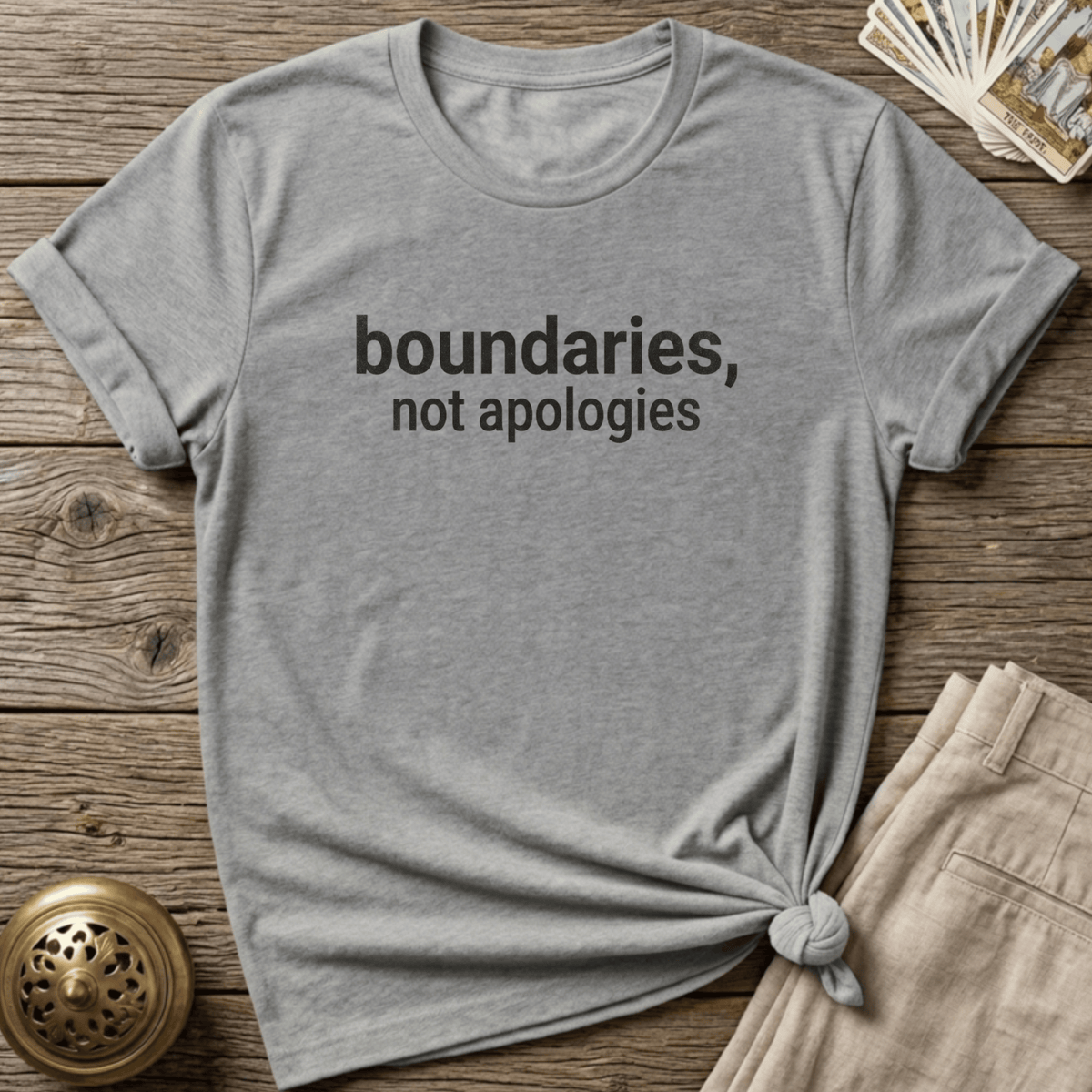 Boundaries, Not Apologies T-shirt - Sport Grey
