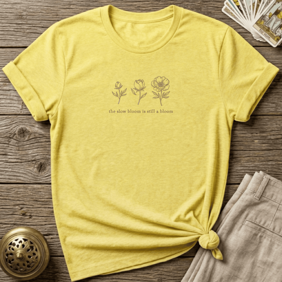 Slow Bloom Still Bloom T-shirt - Cornsilk