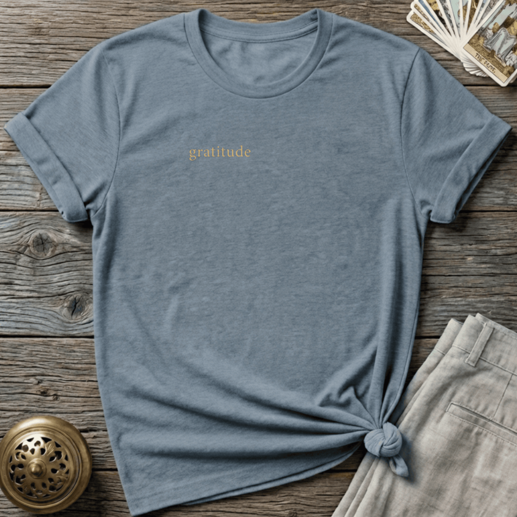 Gratitude, Quietly T-shirt - Stone Blue