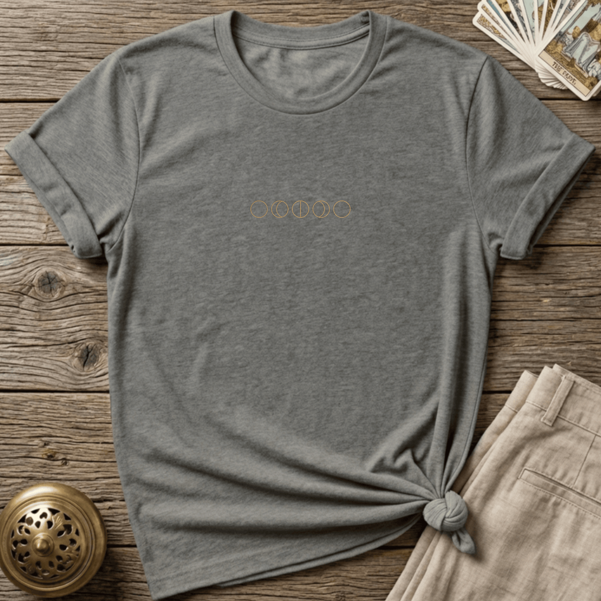 Five Moon Phases T-Shirt Charcoal