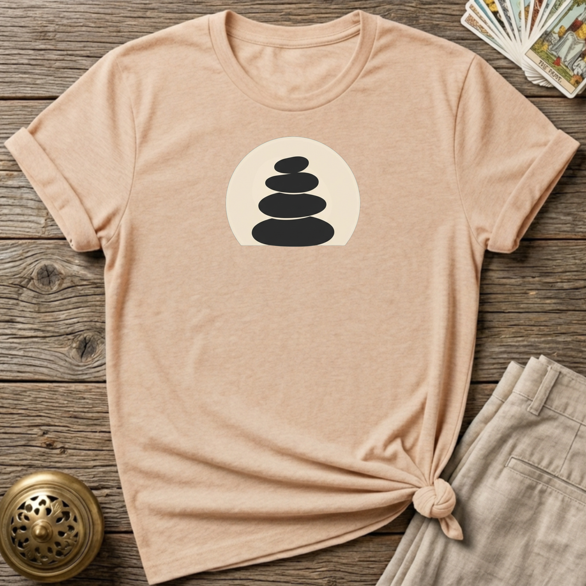 Be Present, Stacked Stones T-shirt - Natural