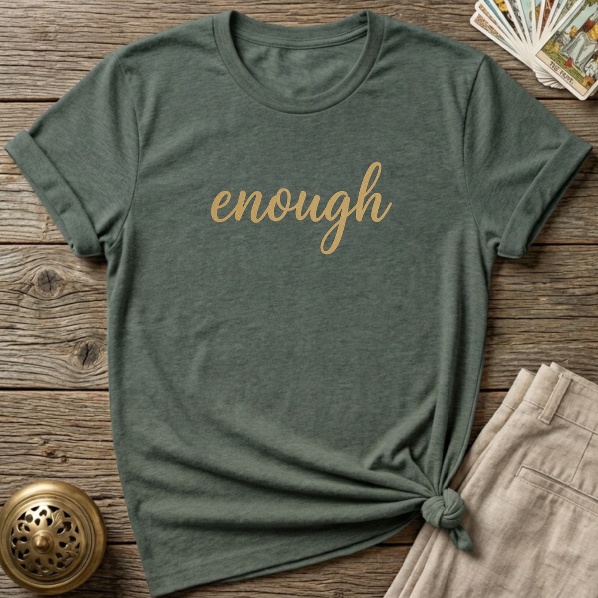 Enough T-shirt - Heather Military Green