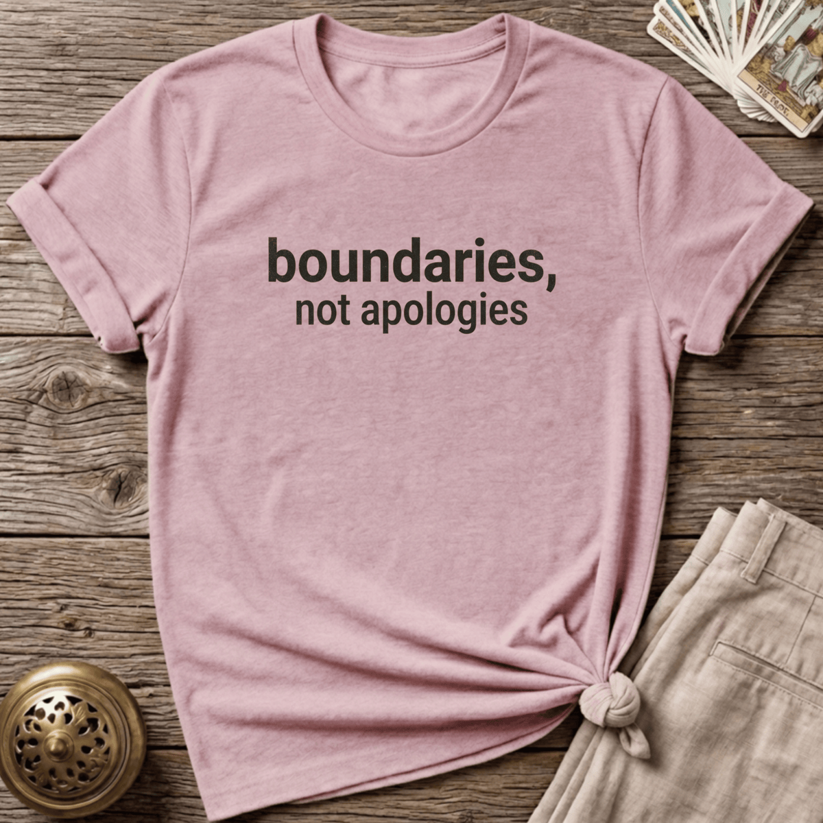 Boundaries, Not Apologies T-shirt - Light Pink