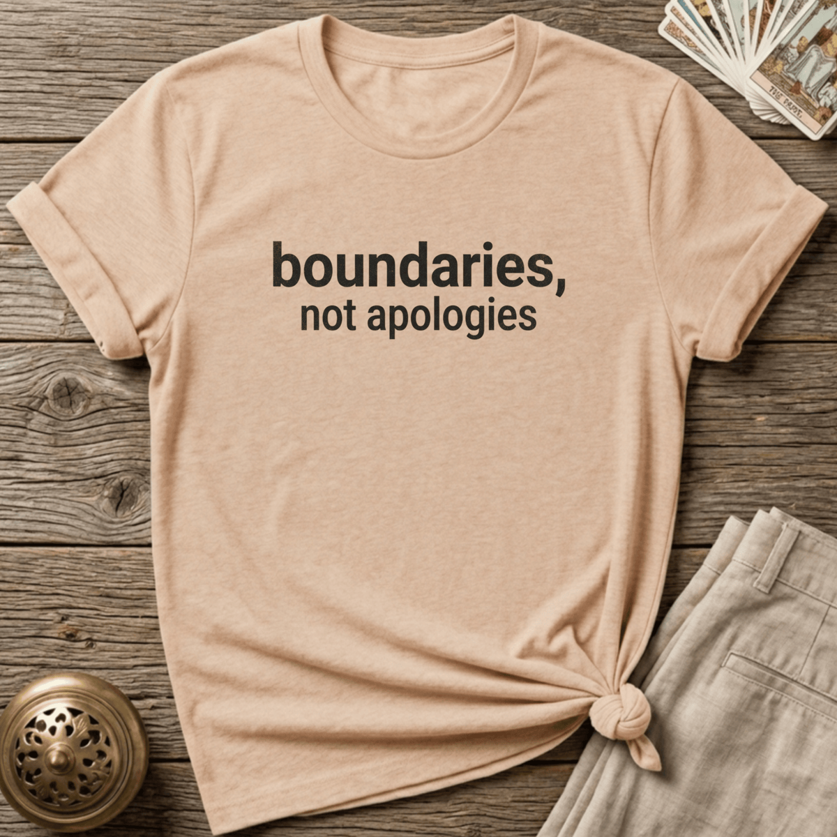 Boundaries, Not Apologies T-shirt - Natural