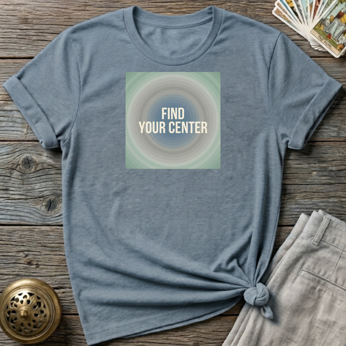 Find Your Center Muted Rings T-shirt - Stone Blue